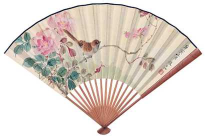 张大壮 庚寅（1950年）作 花鸟 成扇